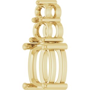 10K Yellow Gold 7.5x5.5 mm Elongated Cushion Pendant Mounting – image 4
