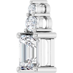 14K White Gold 6.5x4.5 mm Emerald 1/8 CTW Lab-Grown Diamond Semi-Set Pendant – image 3