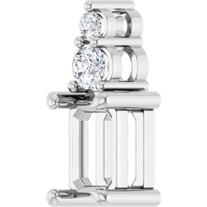 14K White Gold 6.5x4.5 mm Emerald 1/8 CTW Natural Diamond Semi-Set Pendant – image 4