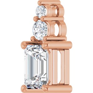 14K Rose Gold 6.5x4.5 mm Emerald 1/8 CTW Lab-Grown Diamond Semi-Set Pendant – image 3