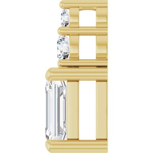 14K Yellow Gold 6.5x4.5 mm Emerald 1/8 CTW Lab-Grown Diamond Semi-Set Pendant – image 5