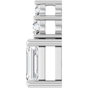 14K White Gold 6.5x4.5 mm Emerald 1/8 CTW Lab-Grown Diamond Semi-Set Pendant – image 5