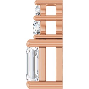 14K Rose Gold 6.5x4.5 mm Emerald 1/8 CTW Natural Diamond Semi-Set Pendant – image 5