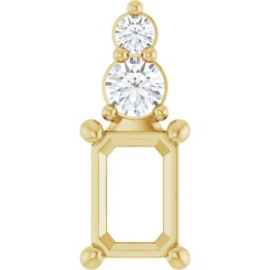 14K Yellow Gold 6.5x4.5 mm Emerald 1/8 CTW Lab-Grown Diamond Semi-Set Pendant – image 2
