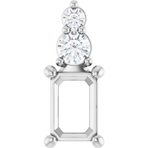Platinum 6.5x4.5 mm Emerald 1/8 CTW Lab-Grown Diamond Semi-Set Pendant – image 2