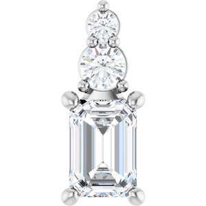 14K White Gold 6.5x4.5 mm Emerald Pendant Mounting
