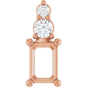 14K Rose Gold 6.5x4.5 mm Emerald 1/8 CTW Lab-Grown Diamond Semi-Set Pendant – image 2
