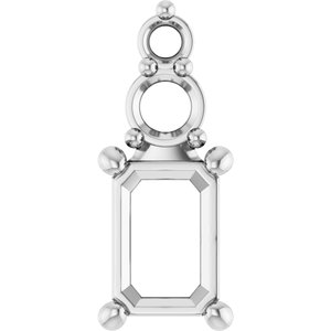 10K White Gold 6.5x4.5 mm Emerald Pendant Mounting – image 2