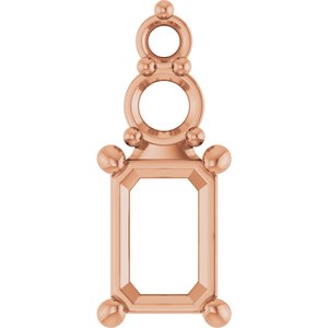 18K Rose Gold 6.5x4.5 mm Emerald Pendant Mounting – image 2