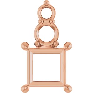 10K Rose Gold 6x6 mm Square Pendant Mounting – image 2