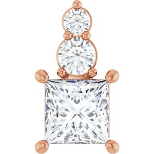 18K Rose Gold 6x6 mm Square Pendant Mounting