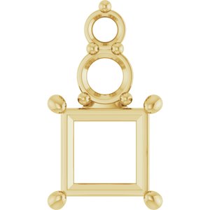 18K Yellow Gold 6x6 mm Square Pendant Mounting – image 2