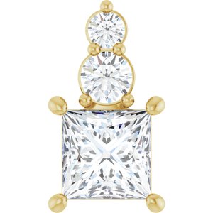 18K Yellow Gold 6x6 mm Square Pendant Mounting