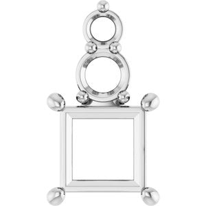 14K X1 White Gold 6x6 mm Square Pendant Mounting – image 2