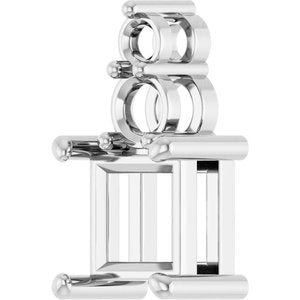 10K White Gold 6x6 mm Square Pendant Mounting – image 4