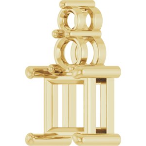 14K Yellow Gold 6x6 mm Square Pendant Mounting – image 4