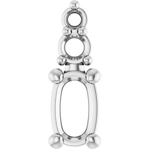 14K X1 White Gold 5x3 mm Elongated Cushion Pendant Mounting – image 2