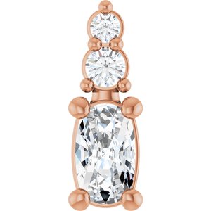 10K Rose Gold 5x3 mm Elongated Cushion Pendant Mounting