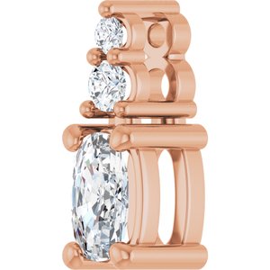 18K Rose Gold 5x3 mm Elongated Cushion Pendant Mounting – image 3