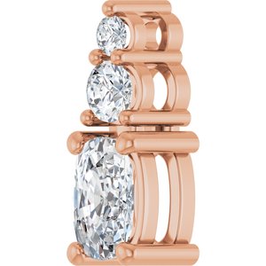 14K Rose Gold 6x4 mm Elongated Cushion Pendant Mounting – image 3