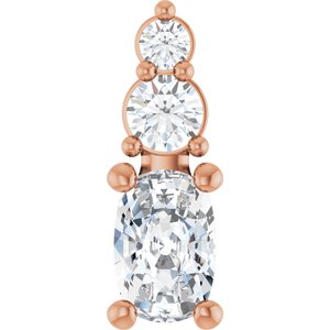 14K Rose Gold 6x4 mm Elongated Cushion Pendant Mounting