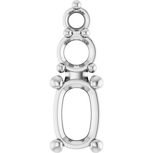 18K White Gold 6x4 mm Elongated Cushion Pendant Mounting – image 2