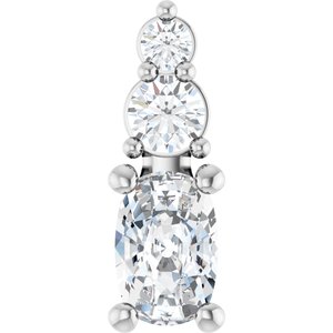 18K White Gold 6x4 mm Elongated Cushion Pendant Mounting