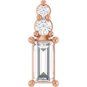 14K Rose Gold 5x2.5 mm Straight Baguette Pendant Mounting