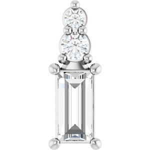 Sterling Silver 5x2.5 mm Straight Baguette Pendant Mounting