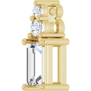 14K Yellow Gold 5x2.5 mm Straight Baguette Pendant Mounting – image 3