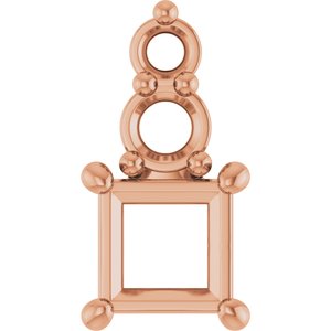 10K Rose Gold 3.5x3.5 mm Square Pendant Mounting – image 2