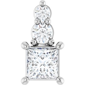 14K White Gold 3.5x3.5 mm Square Pendant Mounting