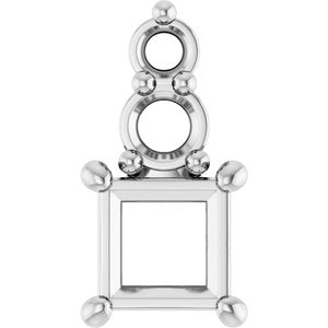 14K White Gold 3.5x3.5 mm Square Pendant Mounting – image 2