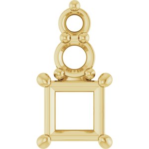 14K Yellow Gold 3.5x3.5 mm Square Pendant Mounting – image 2