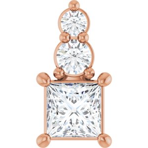 10K Rose Gold 3.5x3.5 mm Square Pendant Mounting