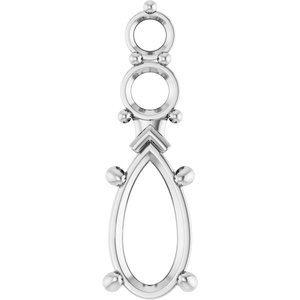 14K X1 White Gold 10.5x5.5 mm Pear Pendant Mounting – image 2