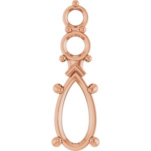 14K Rose Gold 10.5x5.5 mm Pear Pendant Mounting – image 2
