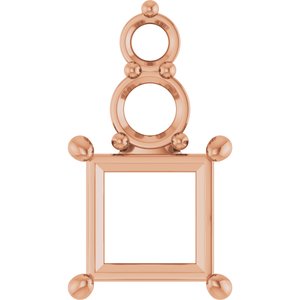 10K Rose Gold 6.5x6.5 mm Square Pendant Mounting – image 2