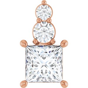 18K Rose Gold 6.5x6.5 mm Square Pendant Mounting