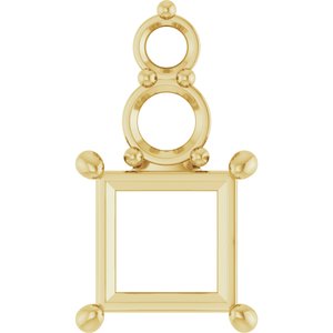 14K Yellow Gold 6.5x6.5 mm Square Pendant Mounting – image 2
