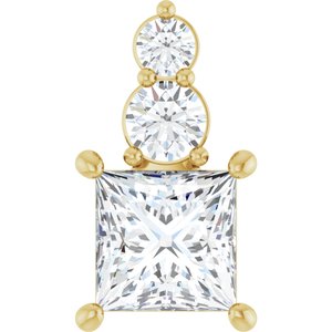 10K Yellow Gold 6.5x6.5 mm Square Pendant Mounting