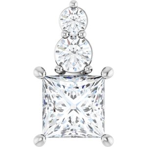 Continuum Sterling Silver 6.5x6.5 mm Square Pendant Mounting