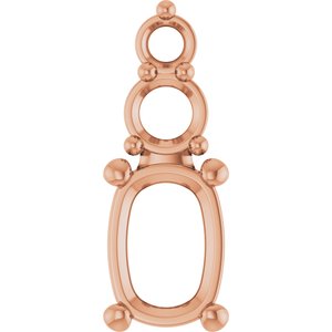 10K Rose Gold 7x5 mm Elongated Cushion Pendant Mounting – image 2