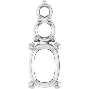 14K X1 White Gold 7x5 mm Elongated Cushion Pendant Mounting – image 2