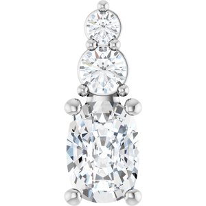 14K X1 White Gold 7x5 mm Elongated Cushion Pendant Mounting