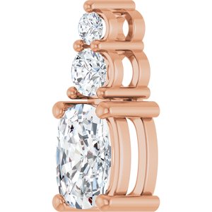 14K Rose Gold 7x5 mm Elongated Cushion Pendant Mounting – image 3
