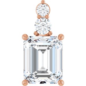 10K Rose Gold 11x9 mm Emerald Pendant Mounting