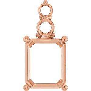 10K Rose Gold 11x9 mm Emerald Pendant Mounting – image 2