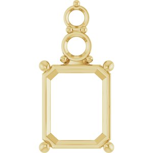 18K Yellow Gold 11x9 mm Emerald Pendant Mounting – image 2