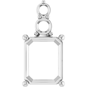 Continuum Sterling Silver 11x9 mm Emerald Pendant Mounting – image 2